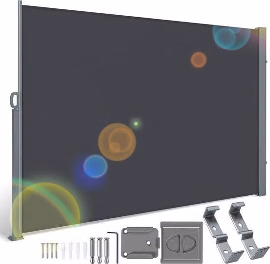 Ombrellone retrattile - Apertura laterale - 180x300 cm - Retrattabile - Giardino - Tenda - Ombrellone - Ombra - Terrazze - Ombrellone - Grigio antracite