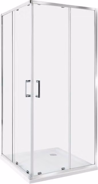 Box doccia Beliani in vetro temperato con doppia porta scorrevole, design moderno ad angolo, colore oro, L 90 x P 90 x H 185 cm