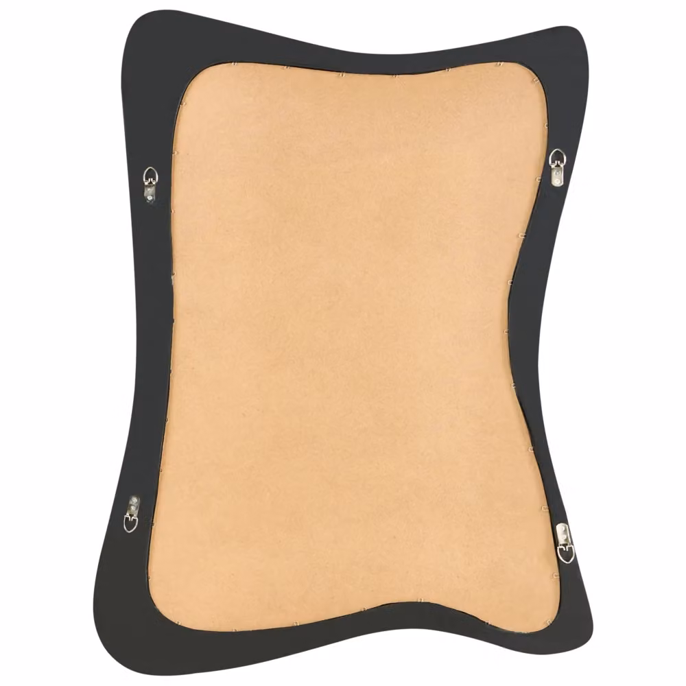 Specchio da parete moderno BELIANI con cornice curva in vetro e PU nero L: 70 cm, H: 100 cm – 2