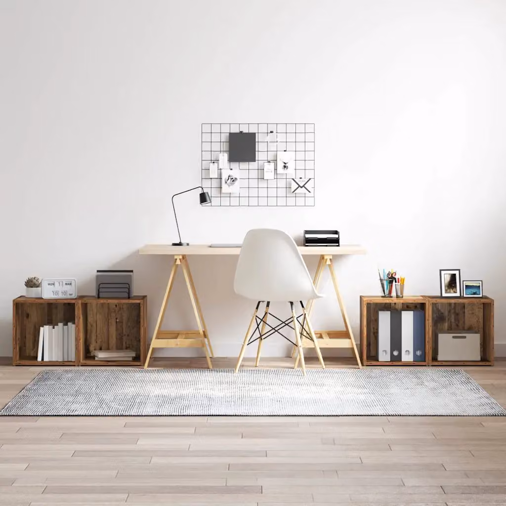 Set mobile TV vidaXL in stile rustico marrone in legno e MDF da 4 pezzi con montaggio a parete