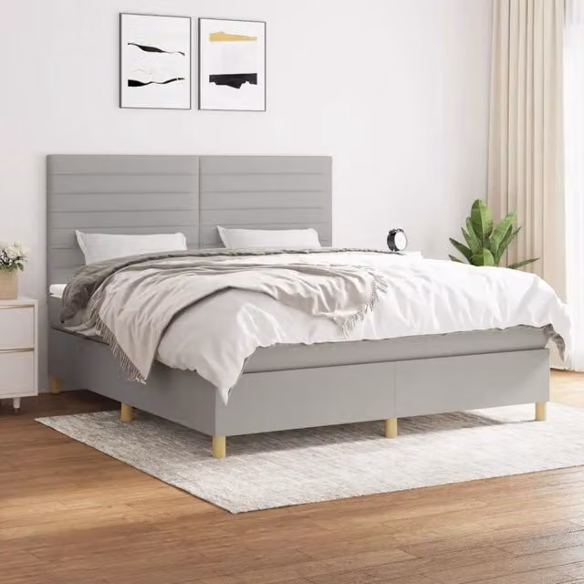 Letto Ibrido con Giroletto a Molle e Materasso vidaXL Grigio Chiaro e Bianco L/P/H: 160 x 200 x 128 cm – 1