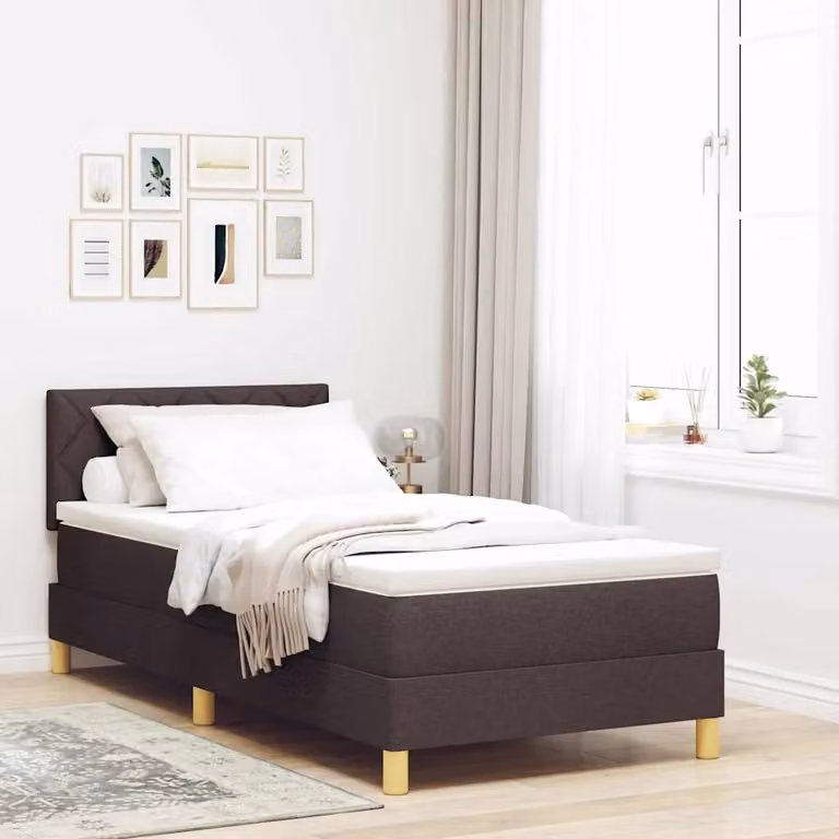 Letto ibrido con cuscino vidaXL in tessuto marrone, L: 90 cm, P: 190 cm, H: 140 cm