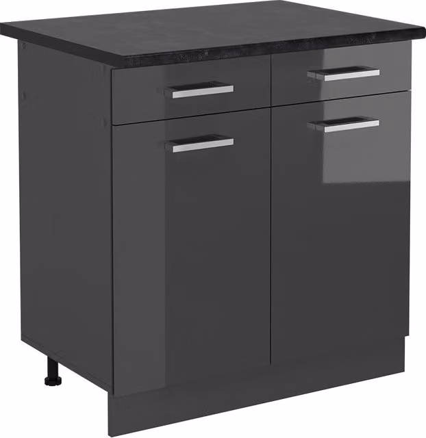 Mobiletto base per cucina R-Line Antracite lucido/Antracite 80 cm, PL Antracite Vicco