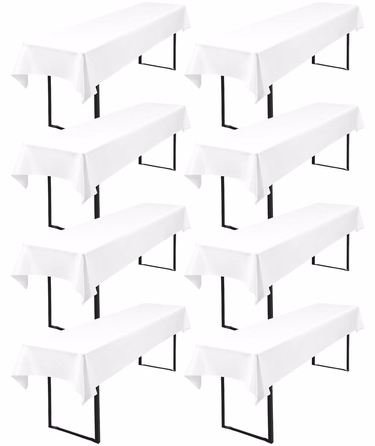 Tovaglie per birreria, set da 8 pezzi, 100 x 250 cm, colore bianco, impermeabili, in poliestere