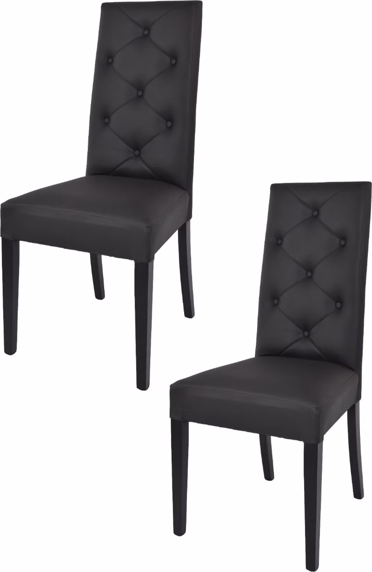 t m c s Tommychairs - Set di 2 sedie moderne CHANTAL per cucina e sala da pranzo, struttura robusta in legno di faggio laccato nero, imbottita e rivestita in Pelle finta nera