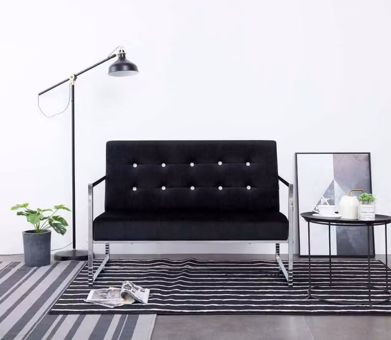 Maison Exclusive - Divano a 2 Posti con Braccioli Nero Cromo e Velluto