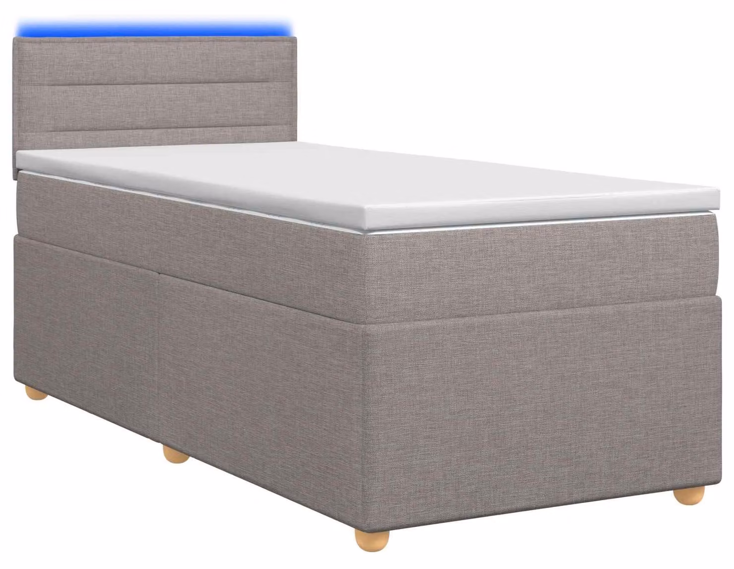 vidaXL Letto a molle con materasso e testata Taupe 90 x 200 cm in tessuto