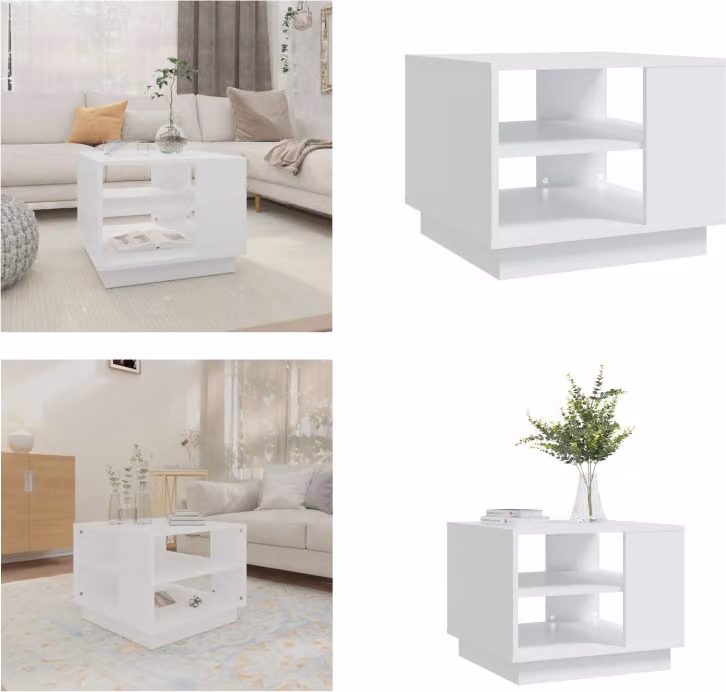 vidaXL Tavolino bianco 55x55x43 cm in legno - Tavolino - Tavoli da caffè - Tavolo da soggiorno - Tavolo da divano