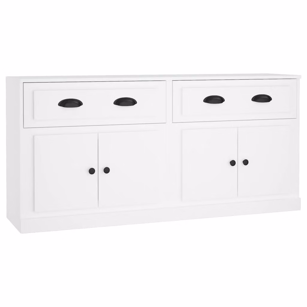 Credenze 2 pz Bianche in Legno Multistrato