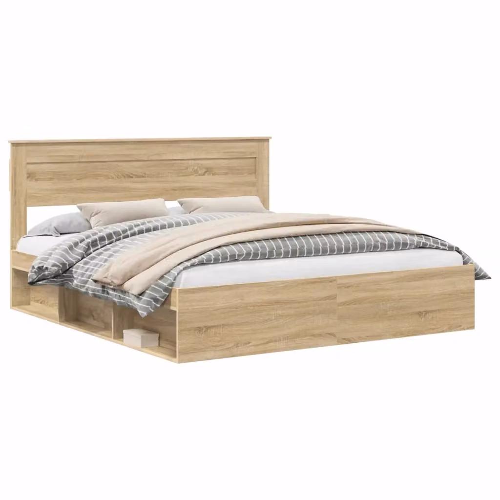 Struttura del letto Sonoma vidaXL in pino massello color marrone e beige, L/P/H: 200 x 200 x 210 cm – 2