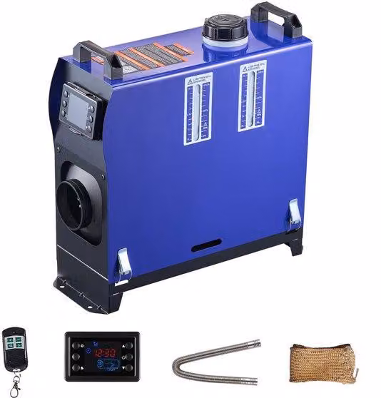 Riscaldatori diesel portatili, 8 kW, 12V/24V, con telecomando e display LCD, per un riscaldamento efficiente e un funzionamento silenzioso. Dotati di un serbatoio di 5 litri, ideali per auto, camion, camper, furgoni e veicoli commerciali.