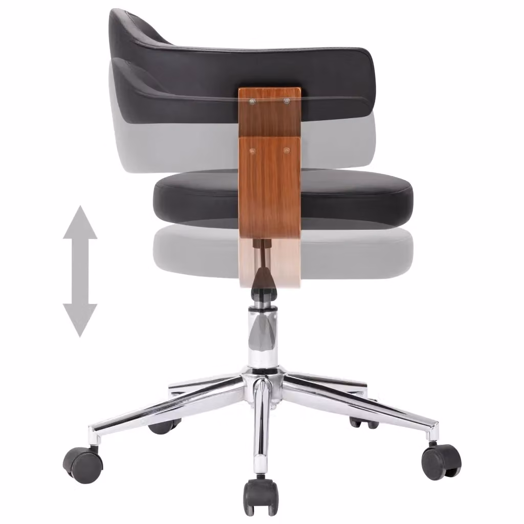 Sedia da ufficio girevole moderna vidaXL in similpelle nera con struttura in legno e metallo – 2