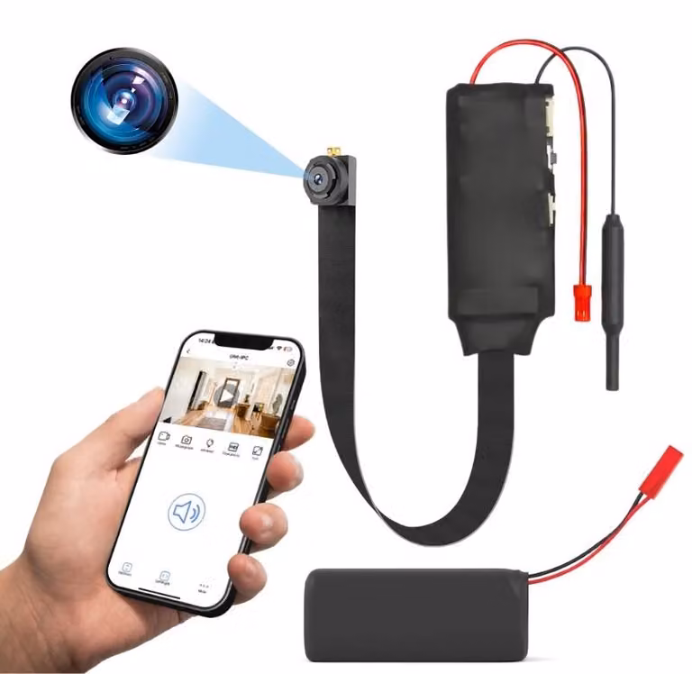 Mini modulo camera iUni IP40, Wi-Fi, slot scheda microSD, visualizzazione live sul telefono