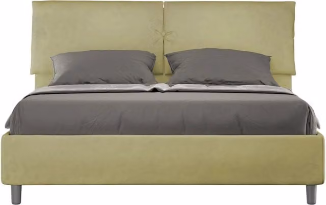 BS COM Letto matrimoniale senza rete imbottito 160x190 microfibra tè verde
