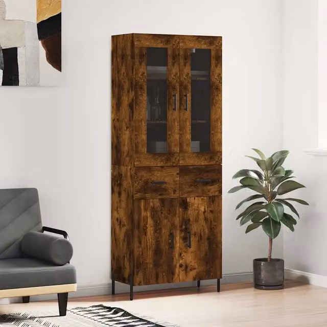 Credenza Rovere Fumo 69,5x34x180 cm in Legno Multistrato 3198542