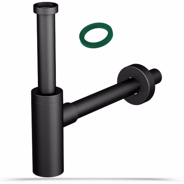 Sifone in ABS da 1 1/4" per lavabo e bidet - Nero opaco