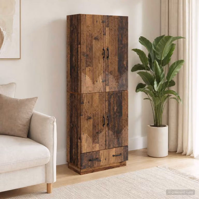 Set di 2 armadi moderni vidaXL in legno e MDF color marrone con ante a battente e ripiani interni