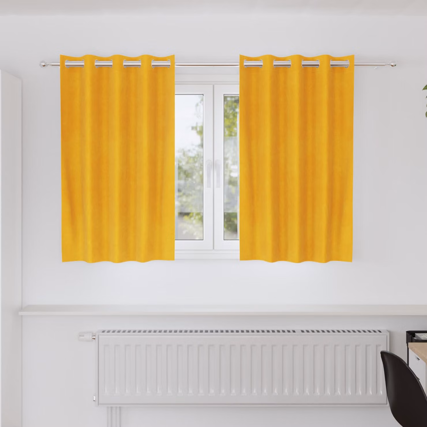 Set di 2 tende oscuranti vidaXL in velluto giallo, L 140 cm x H 140 cm