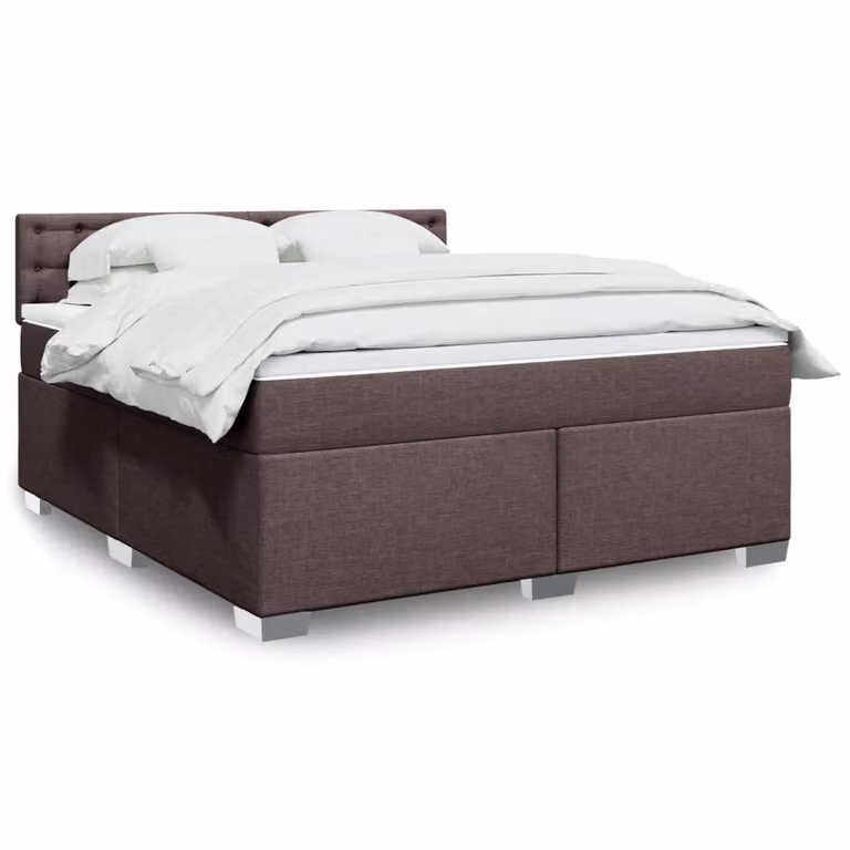 vidaXL Giroletto a Molle con Materasso Ibrido in Tessuto Marrone e Bianco L/P/H: 180 x 200 cm
