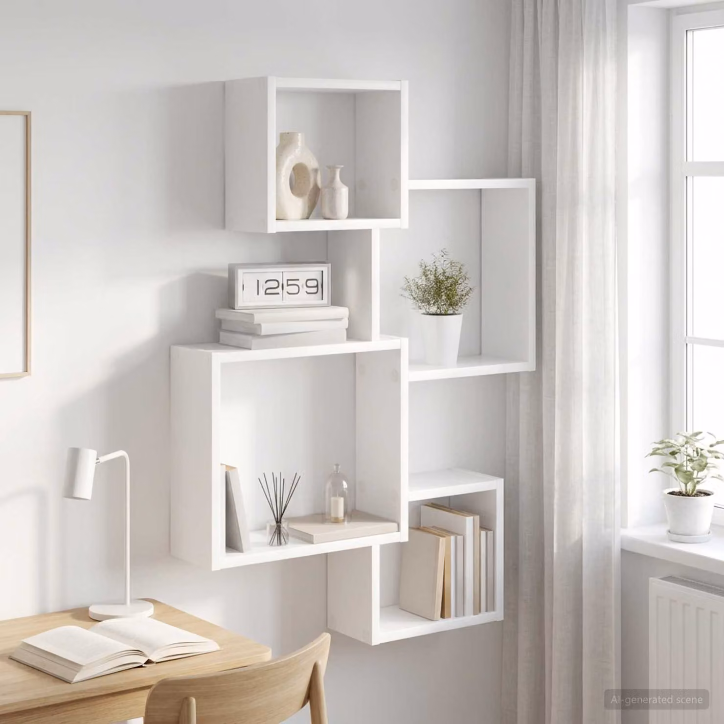 vidaXL Mensole Cubo da Parete Bianche in MDF, Design Moderno, L: 64 cm, P: 13,5 cm, H: 91,5 cm