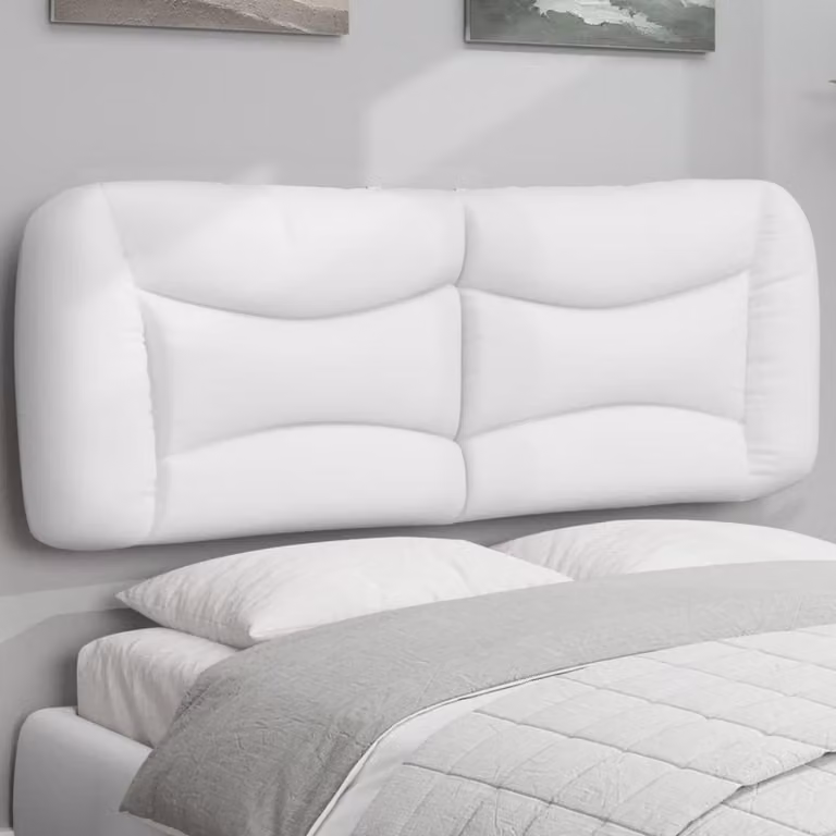 Cuscino Testiera vidaXL Hvar Bianco in Similpelle con Pannello Imbottito da Appendere a Parete L: 130 cm, H: 48 cm, P: 15 cm