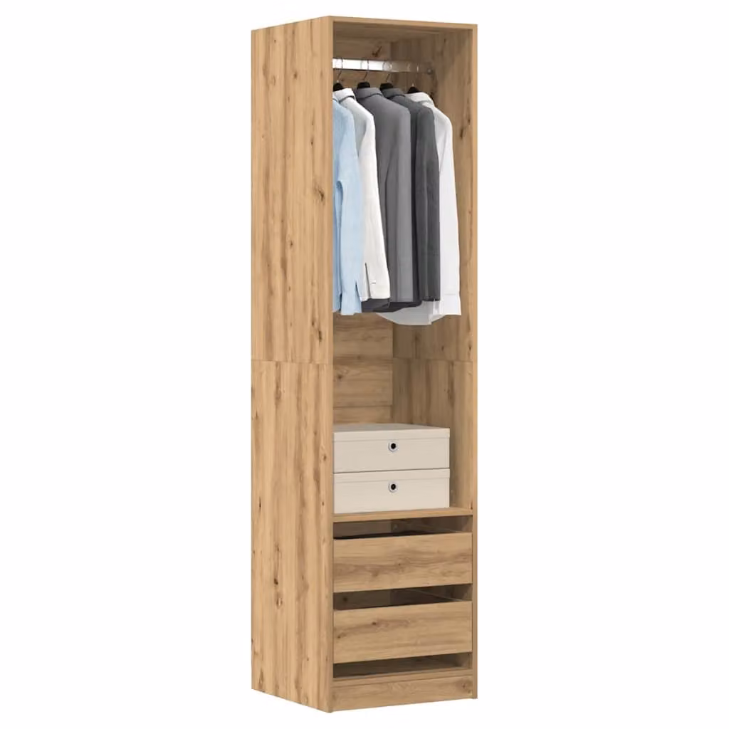Armadio in legno multistrato vidaXL colore rovere marrone con ante a battente e cassetti integrati L/P/H: 50 x 50 x 200 cm