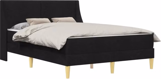 Letto matrimoniale | Letto per adulti | Struttura letto con materasso Nero 120 x 190 cm Poliestere