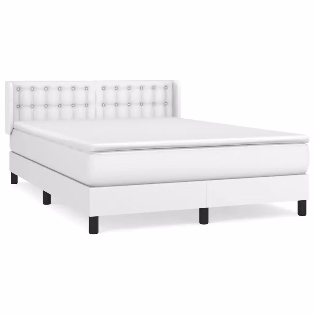 vidaXL Giroletto a Molle con Materasso Bianco in Similpelle L/P/H: 140 x 190 x 88 cm – 2