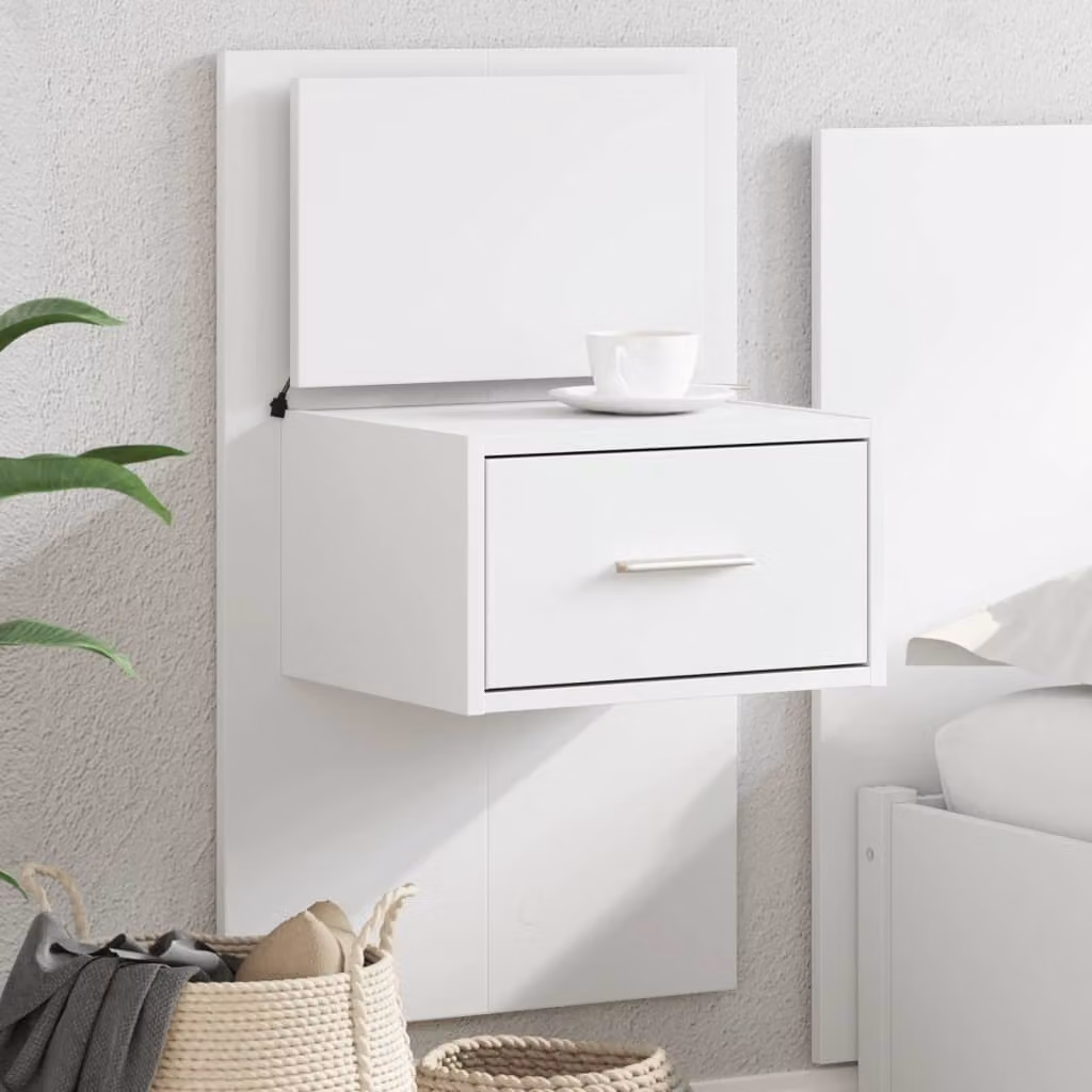vidaXL Comodino a Parete Moderno con Luci LED Bianco