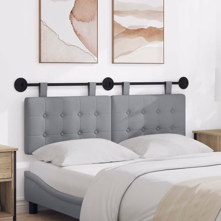 Testiera per letto sospesa vidaXL in tessuto grigio con design moderno e geometrico L: 150 cm, H: 55 cm, P: 5 cm