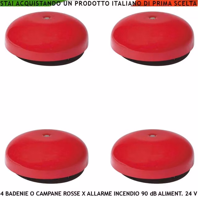 Set di 4 allarmi incendio Securvera con bandierina elettromeccanica rossa, alimentazione 24 VCC