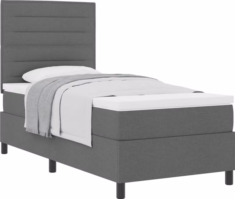 Letto a molle con materasso Grigio scuro 90 x 190 cm Tessuto