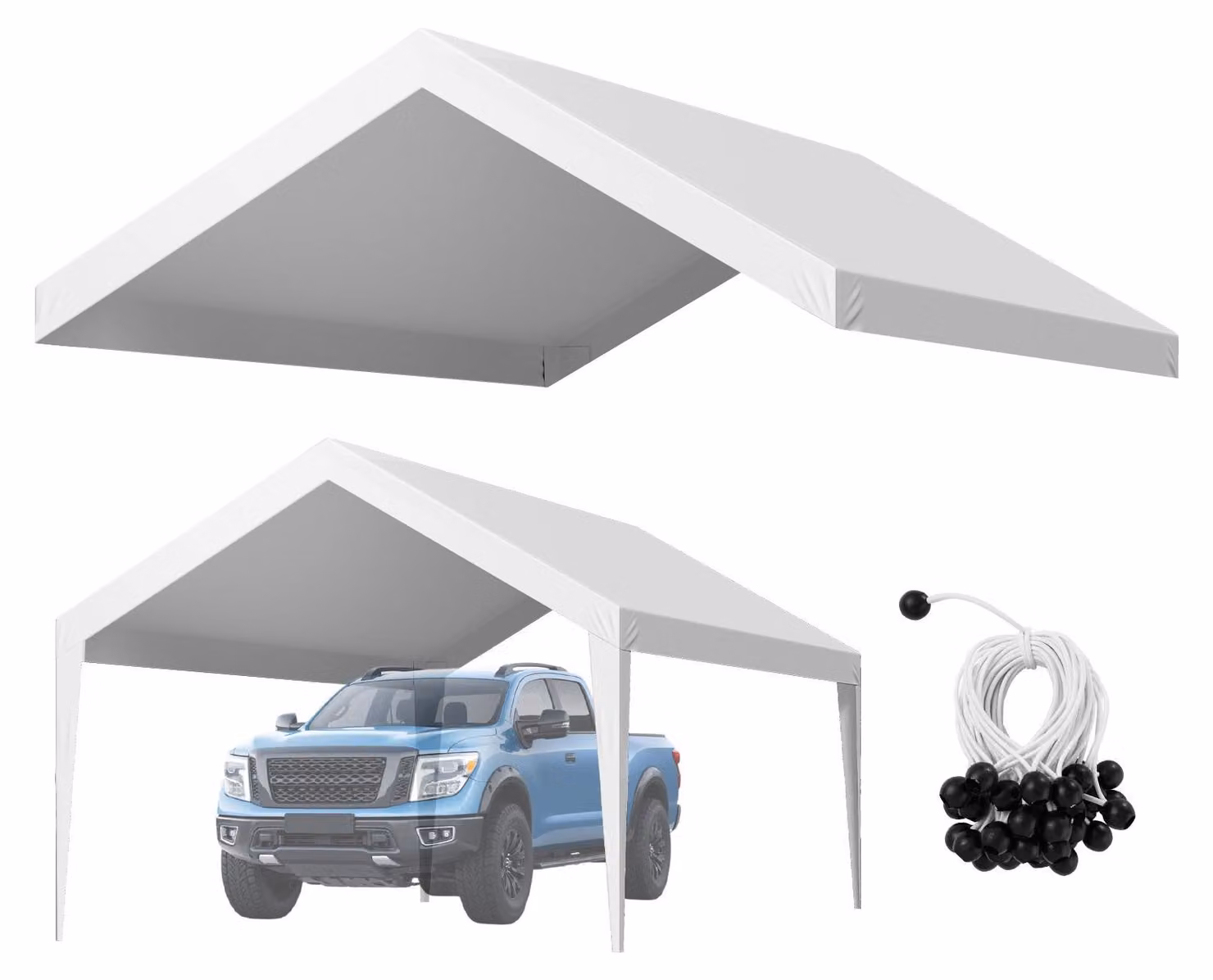 Copertura per carport Zeil - Telo di ricambio per carport - Telo per tenda - Telo per tettoia per auto - Bianco - 3,6 x 6 metri