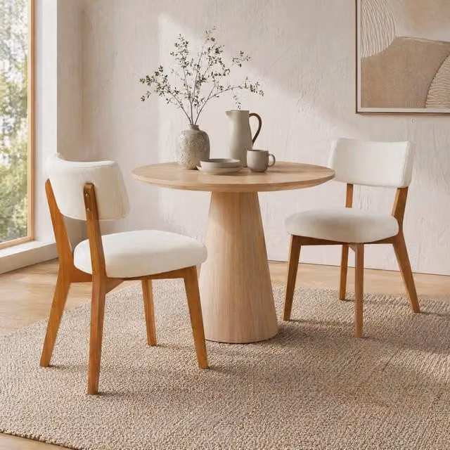 Sedia da pranzo 54;5x47x77 cm beige in legno; seduta imbottita