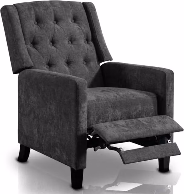 Poltrona Relax Reclinazione Manuale Poggiapiedi Poltroncina Deluxe Grigio Scuro