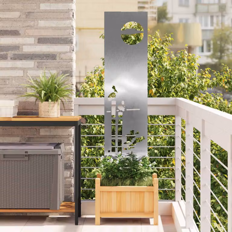 Paravento per privacy da giardino vidaXL in acciaio inossidabile argento, H: 140 cm
