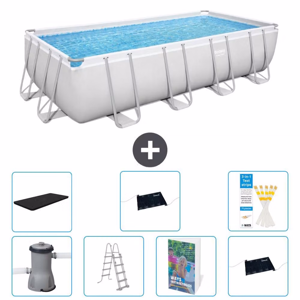 Bestway Power Steel, piscina rettangolare - 488x244x122 cm - composta da 6 parti, modello S562