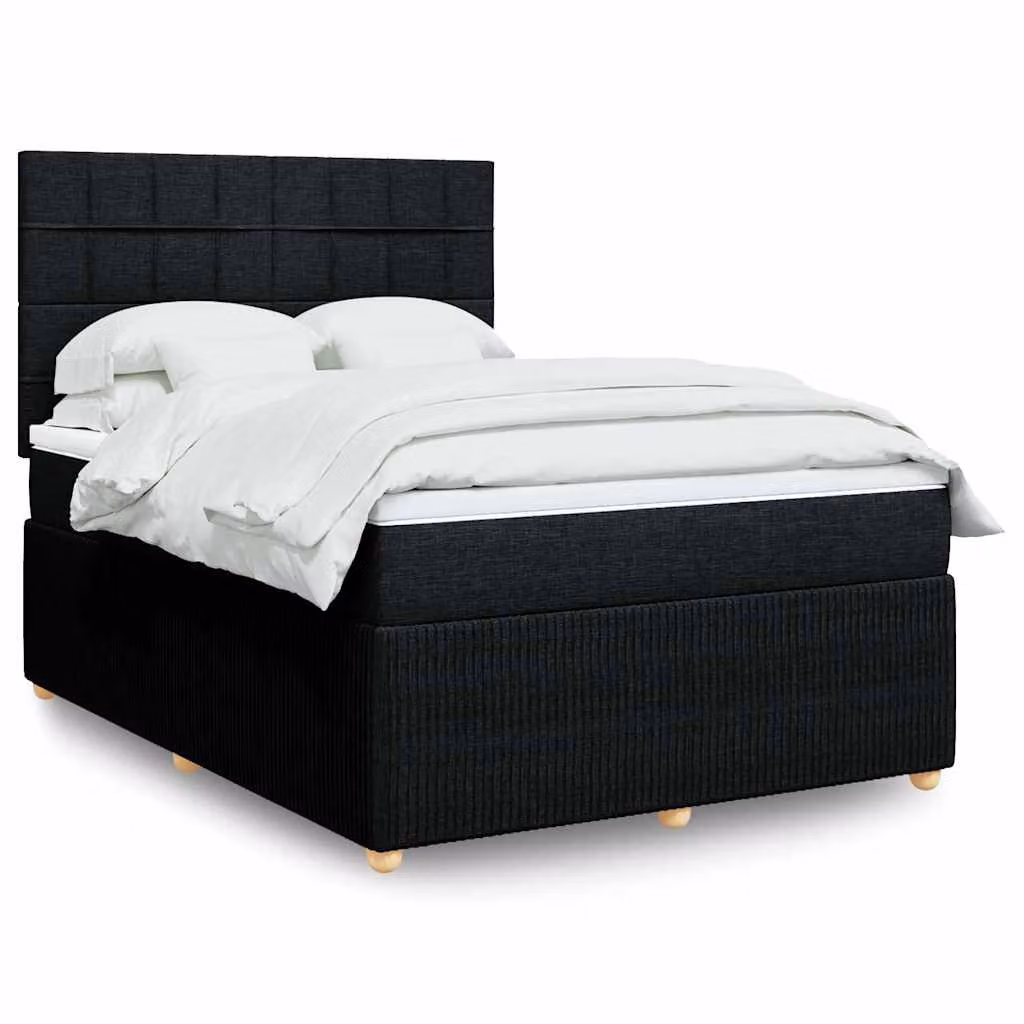 vidaXL Letto Ibrido con Giroletto a Molle e Materasso Pocket in Tessuto Nero, L/P: 140 x 200 cm