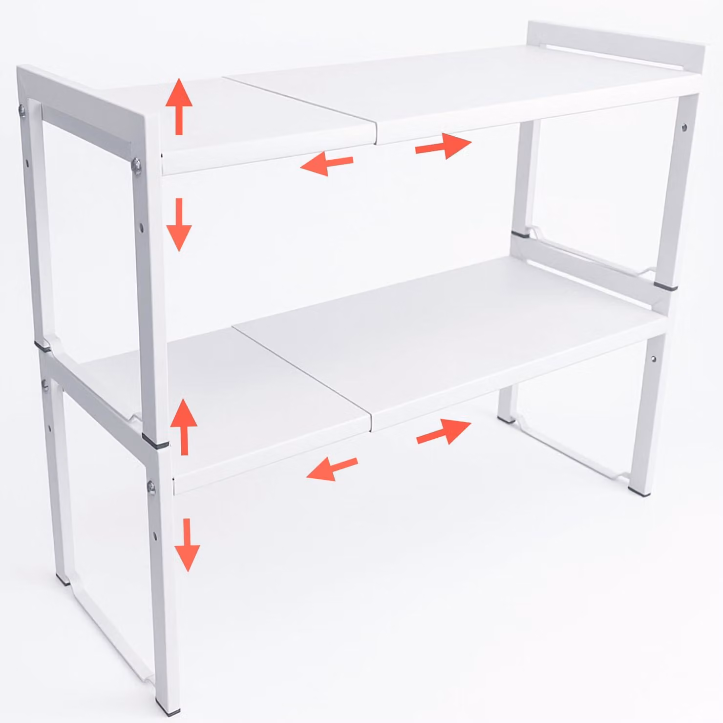 Scaffale estensibile, set di 2 pezzi, bianco, 35-66 cm