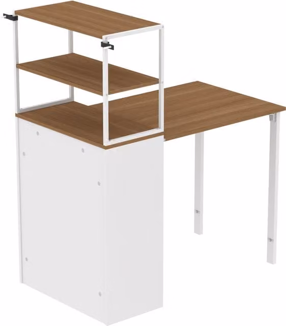 Scrivania Pieghevole HOMCOM con 4 Ripiani in Legno Naturale, L/P/H: 105 x 60 x 127 cm