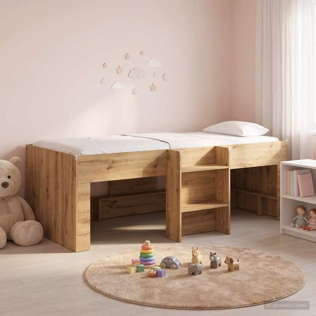 Letto alto singolo per bambini vidaXL in legno color marrone L: 100 cm, P: 200 cm, H: 120 cm