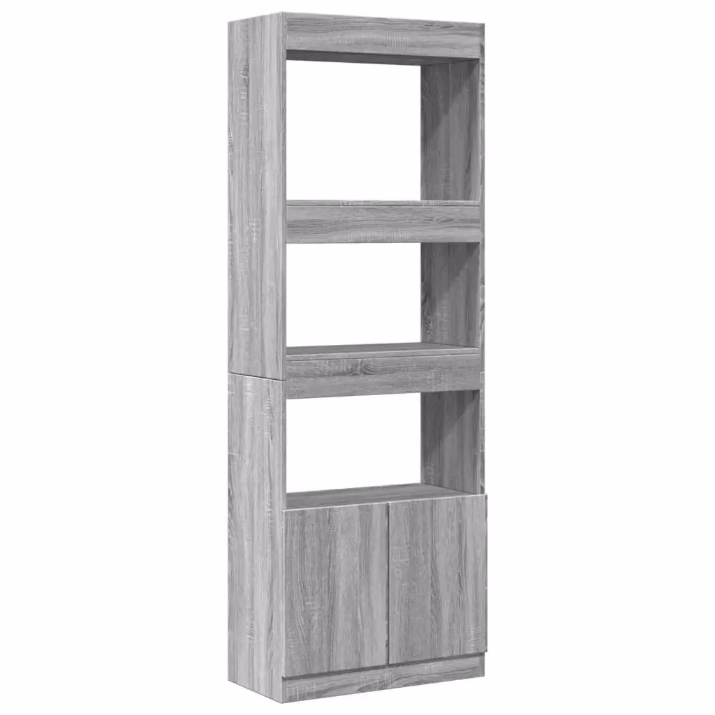 Credenza a parete vidaXL in MDF Grigio per soggiorno, camera da letto o ufficio, L: 63 cm, P: 33 cm, H: 180 cm – 2