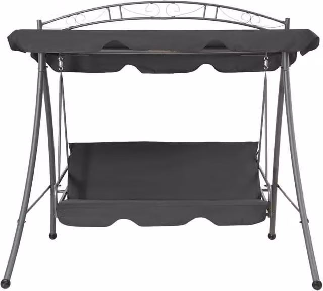 Panchina a dondolo con baldacchino DESIGN IN in acciaio antracite, convertibile in letto con cuscini inclusi, L/P/H: 198 x 120 x 205 cm