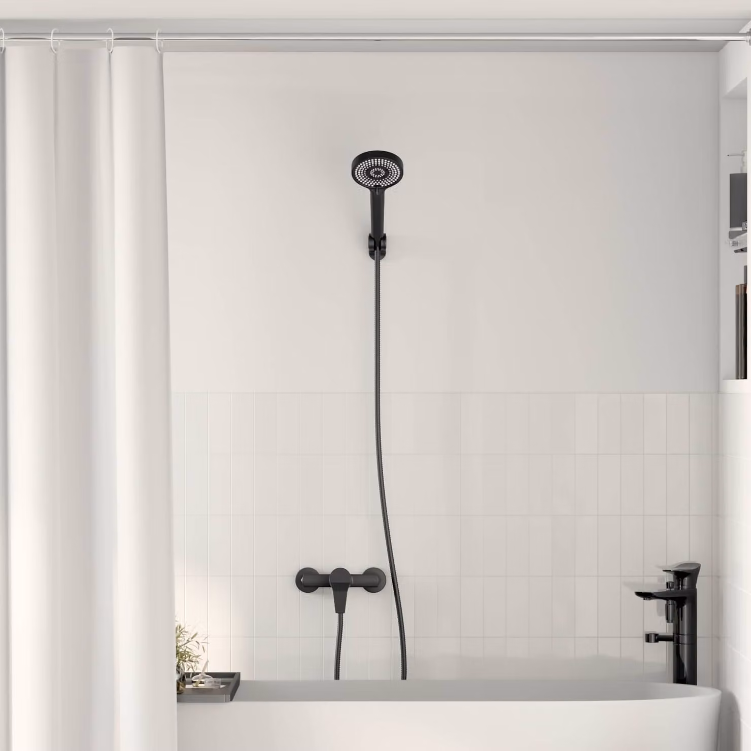 Set doccia vidaXL con soffione e doccetta a mano in ottone, Nero Opaco