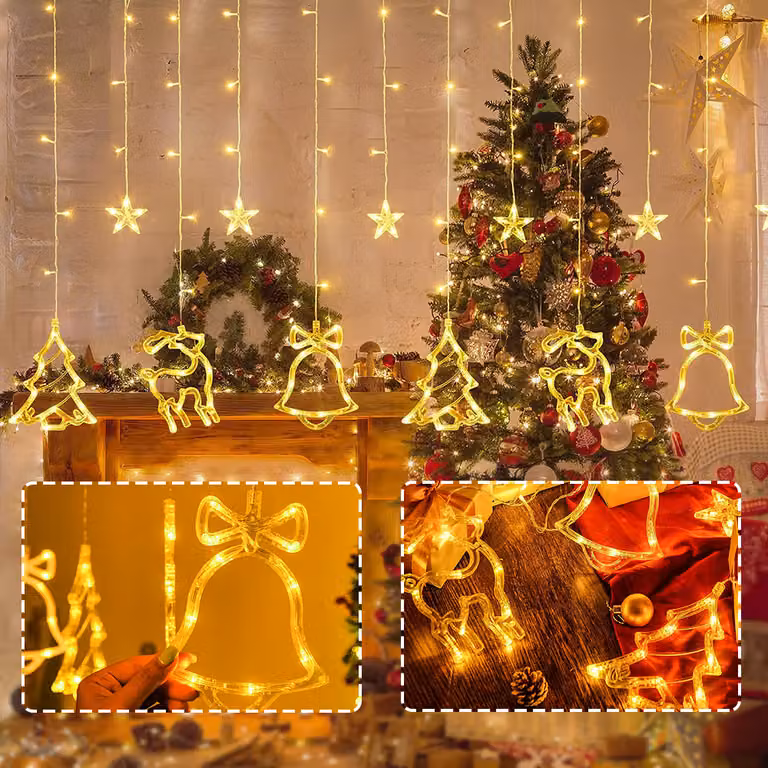 Tenda luminosa di Natale stella luci fatate tenda 3M finestra luci fatate per la decorazione di Natale finestra giardino interno festa balcone decorazione di Natale