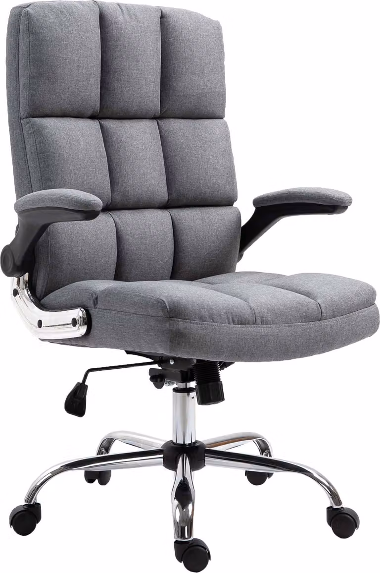 Sedia da ufficio MCW-J21, poltrona direzionale girevole, sedia da scrivania, regolabile in altezza ~ tessuto grigio