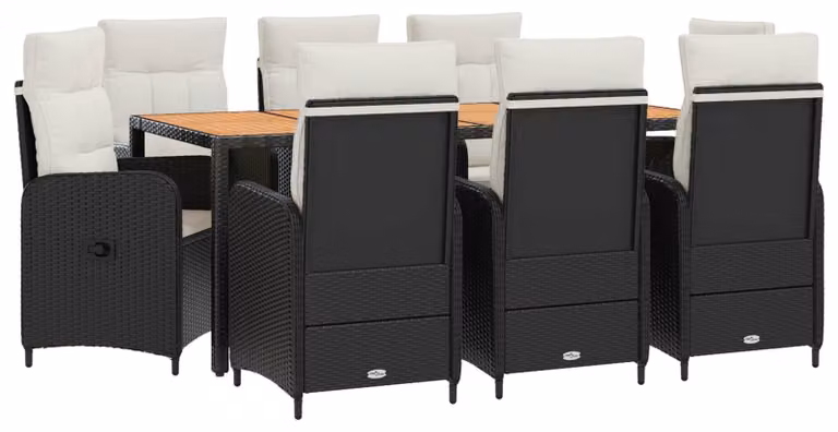Set da tavolo da esterno, 9 pezzi, colore nero e crema