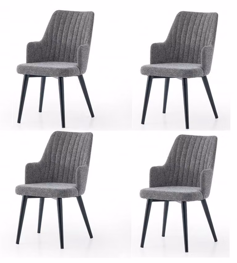 Set di sedie, 4 sedie moderne in tessuto, comode, morbide e confortevoli, grigie