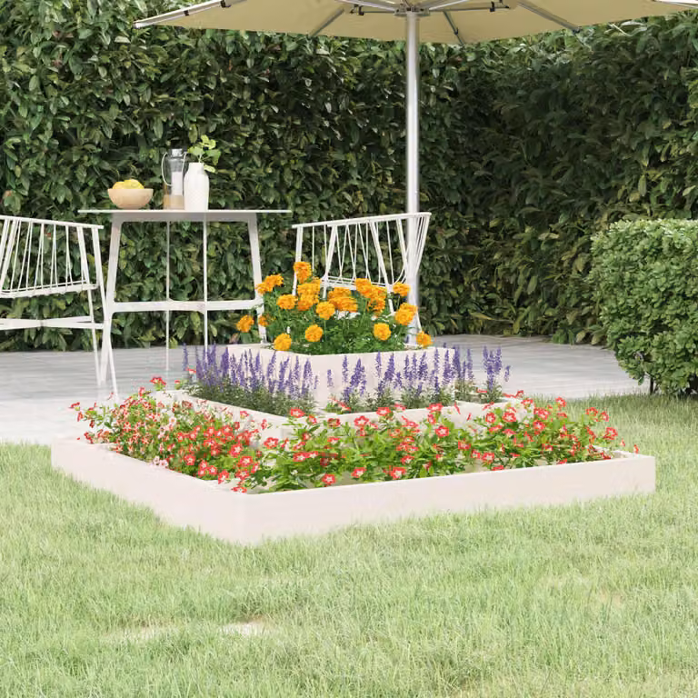 Fioriera rialzata in legno di pino vidaXL Bianca L 80 cm x P 80 cm x H 27 cm