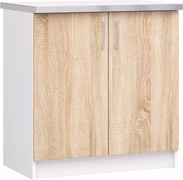 Mobile cucina modulare AKORD LIMA con piano di lavoro, 2 ante, Bianco e Sonoma Quercia, L 80 cm, P 44,5 cm, H 82 cm